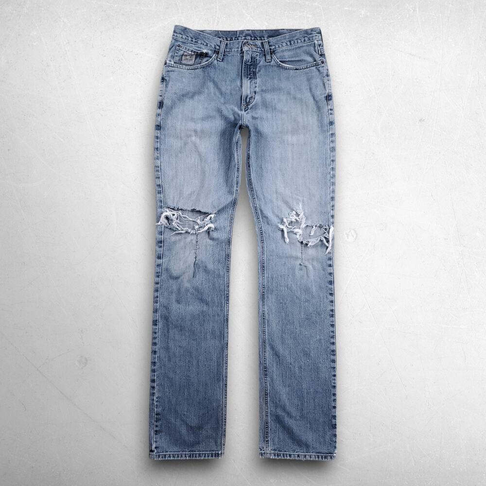 Cinch Jeans Men 34 Blue Light Wash Cotton Thrashed Distressed Western Streetwear